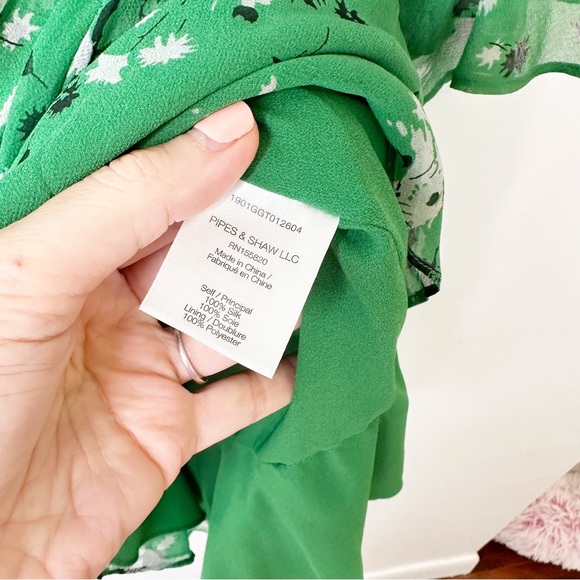 Veronica Beard Sean Floral-print Silk Dress Green Multi Ruched Bell Sleeves 8 - Picture 15 of 15